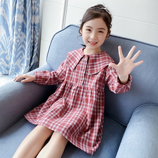 2019新款儿童格子裙中大童女孩洋气衬裙