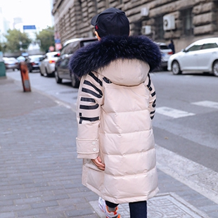 韩版中长款加厚白鸭绒童装外套