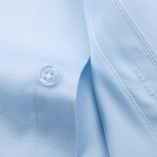 蓝色商务免烫修身款透气开衫职业衬衣
