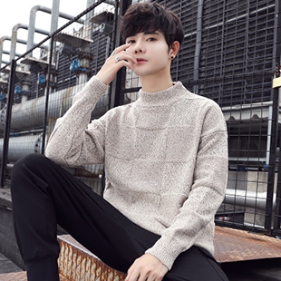 青年男士韩版修身套头毛衣长袖