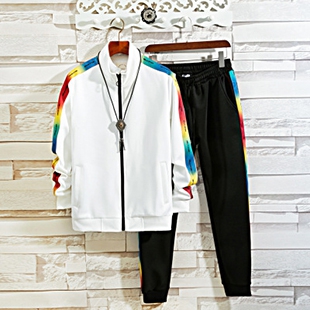 ins潮牌帅气彩色上衣服青少年两件套