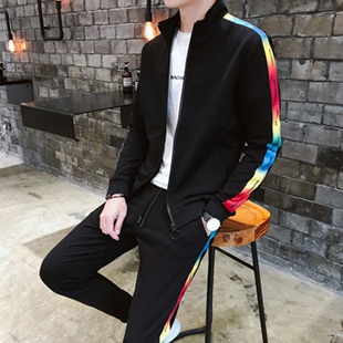 ins潮牌帅气彩色上衣服青少年两件套