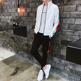 ins潮牌帅气彩色上衣服青少年两件套