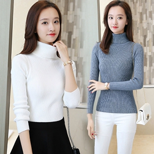 2019秋冬装新品短款两翻领打底衫女套头