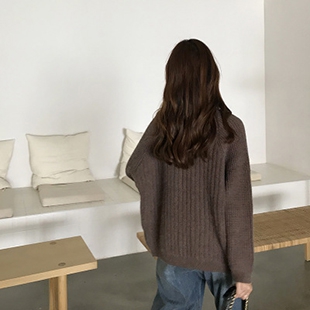 宽松韩版针织开衫女装V领