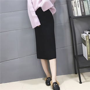 2019秋季新款开叉裙子毛线半身裙女